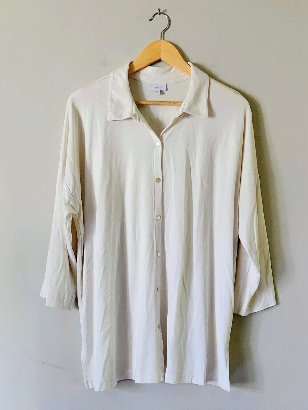J. Jill Cream Collared Button Shirt Sz XL